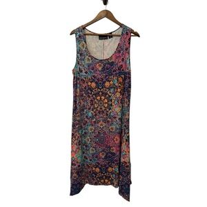 Cynthia Rowley Multicolor Tank Midi Dress - Pink, Teal, Navy, Orange